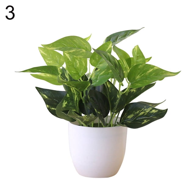 2 Pcs Fresh Artificial Foliage Plant Potted Bonsai Wedding Party Mall Desktop Decor(Type 2)