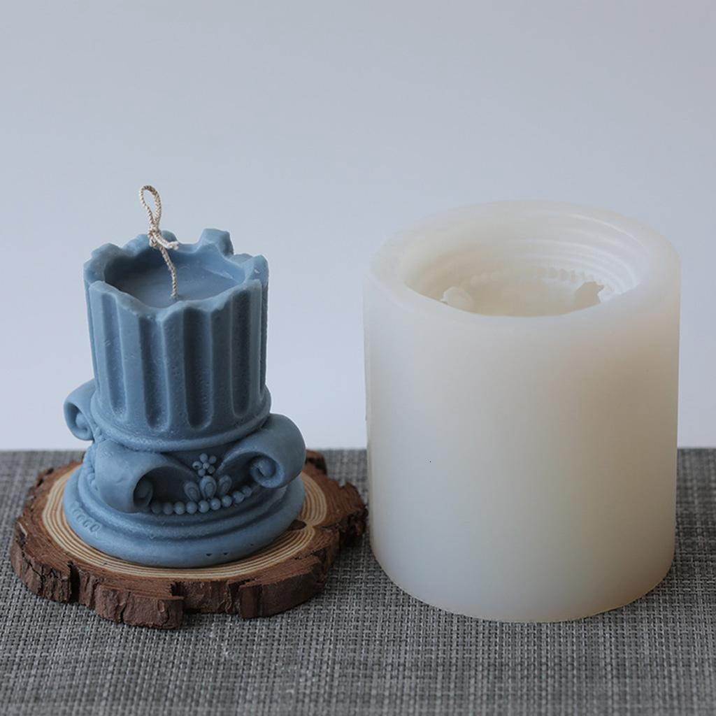 Rvaymup 3D European Roman Column Candle Mold Silicone Clay Soap Mould for Making Soy Wax