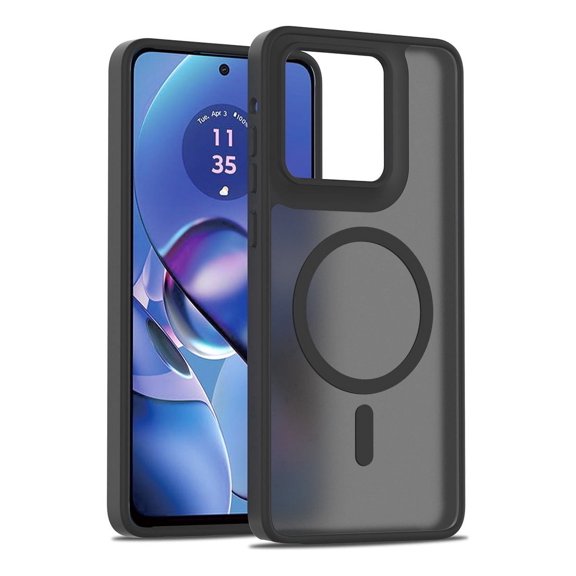 Rosebono Compatible With Motorola Moto G Stylus 2025 Case, Compatible with MagSafe Hybrid Gradient Transparent Soft TPU Clear Skin Cover Protection Case (Black)