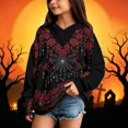 thumbnail image 4 of Grblisyd Halloween Hoodies for Girls Casual Long Sleeve Pullover Hoodie Fashion Skeleton Floral Print Sweatshirt with Kangaroo Pocket, 4 of 5