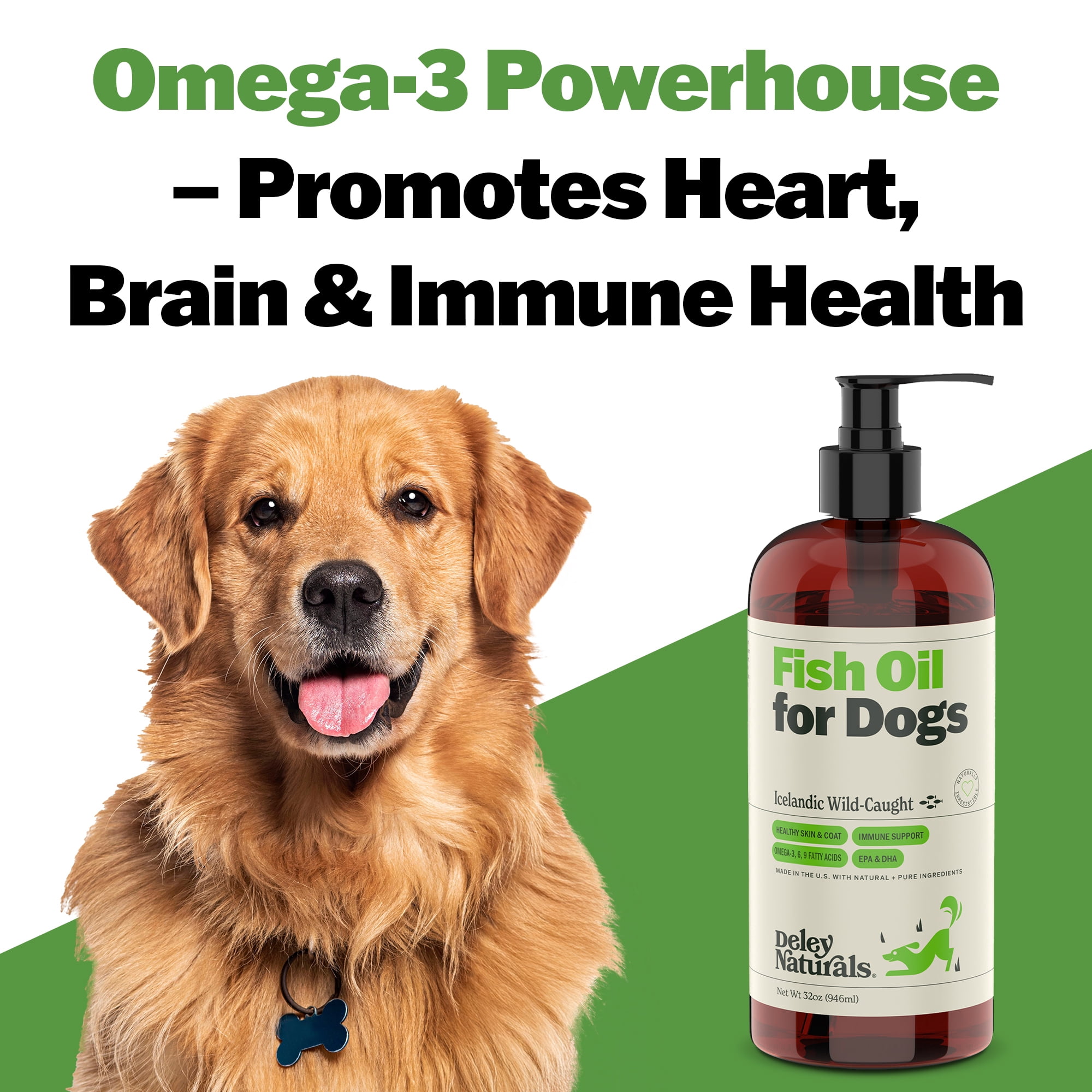 Deley Naturals Wild Caught Fish Oil for Dogs - Itch Relief for Dogs 32oz