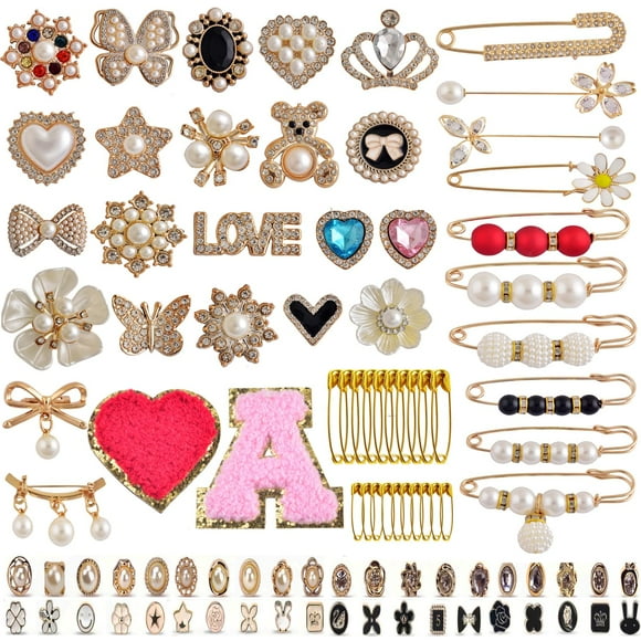 Broche Sock Charms con forma de alfiler de seguridad, 100 unidades, dorado, para calcetines