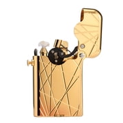Automatic Ignition Luxury Retro Soft-Flame Refillable Brass Kerosene Lighter,Electroplated 18K Gold, Engraving, Collectible, Mens Gift, Thorens Gen 3 Single Claw Modern Grid