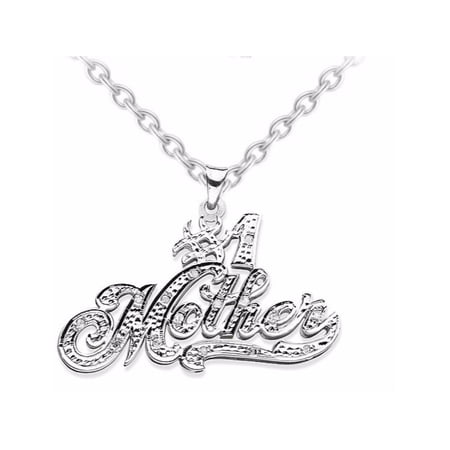 Personalized #1 Nameplate Pendant Necklace Sterling Silver or Yellow Gold Plated Silver. Special Order, Made to Order.. With 18 inch chain. PNK063SSW
