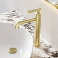 thumbnail image 5 of Avallon Single Hole, Single-Handle Sleek, High Arc Bathroom Faucet in Brushed Gold, 5 of 11