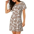 thumbnail image 2 of Goofa brown sloth family Print Women’s Cotton Nightdress – Short-Sleeved Sleep Dress, Casual Loose-Fit Lounge Wear, Comfortable and Stylish Sleepwear for Women, 2 of 6