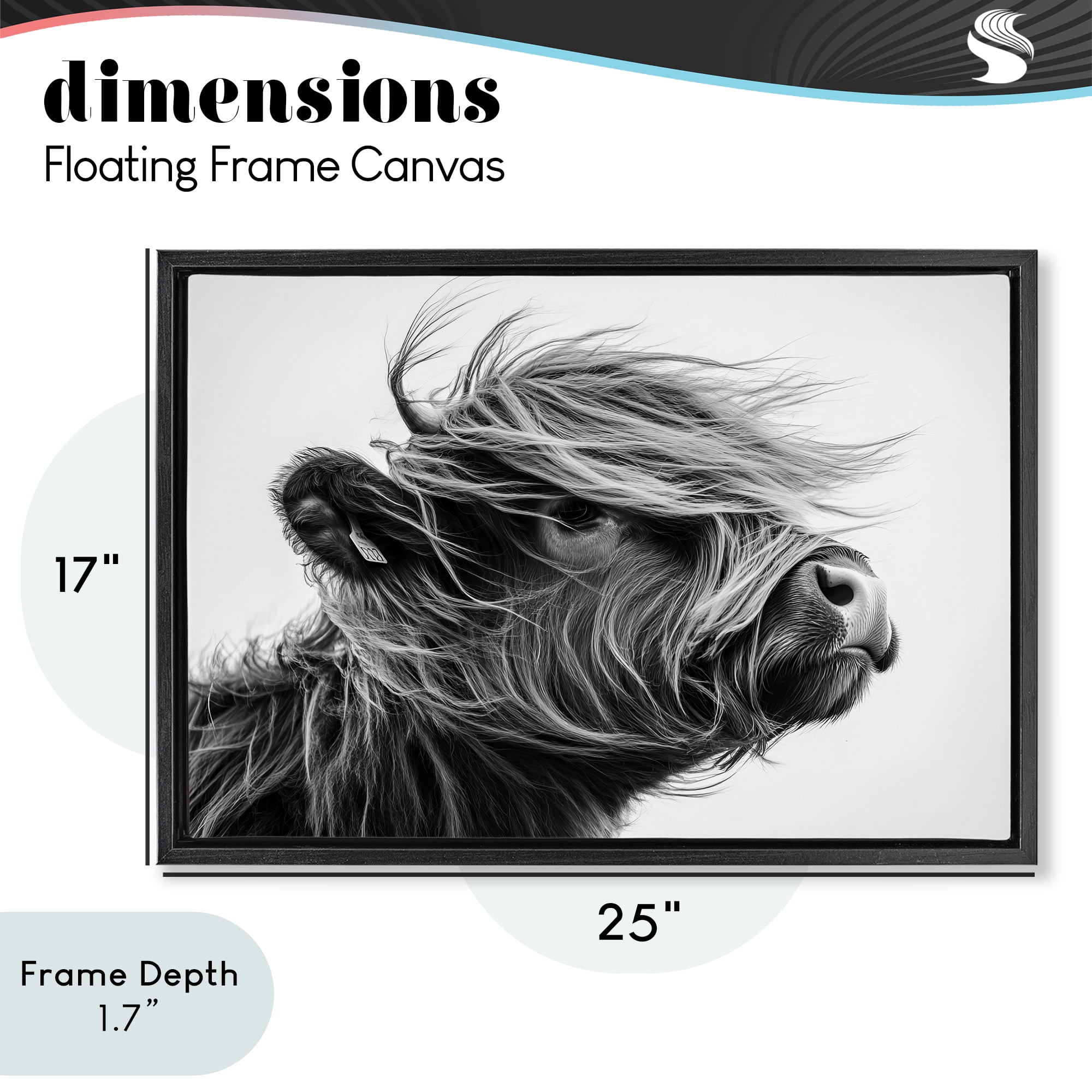 Stupell Industries Handsome Highland Portrait Black Framed Floater Canvas Wall Art, design by Tina LeCour