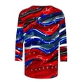thumbnail image 5 of Summer American Flag Graphic Tops Round Neck 3/4 Sleeve Top American Flag Printed Tunics Blouses Trendy Sequined T Shirt Loose Dressy Tunic Blouses Going Out Holiday Party Streetwear, 5 of 5