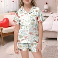 thumbnail image 2 of Pajamas for Girls 5t Cute Bow Print Shirt and Pant Casual Sleepwear with Pockets Button Down Pjs Trendy Sleepwear for Kids and Girls White,120, 2 of 5