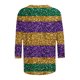 thumbnail image 5 of Ounisa 2025 Womens 3/4 Sleeve Tops Mardi Gras Costumes Fashion Round Neck Color Printed Blouse, 5 of 6