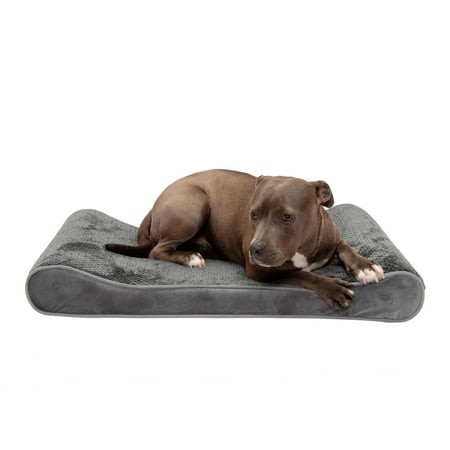 UPC: 0842229118759 | FurHaven Pet Dog Bed | Cooling Gel Memory Foam Orthopedic Minky Plush & Velvet Luxe Lounger Pet Bed for Dogs & Cats Gray Large
