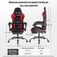 thumbnail image 4 of Peispie Ergonomic Gaming Chair with Footrest, High Back Video Game Chair 300lbs, Reclining Computer Office Chair with Headrest & Lumbar Support, Racing Style Desk Chair, Red, 4 of 8
