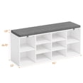 thumbnail image 2 of Mvvte Shoe Bench with Removable Fabric Pad, Storage Bench with Padded Seat, Entryway Bench with 10 Cubbies, for Bedroom, Mudroom, Hallway & Closet (White, 41"D x 11.2"W x 16.75"H), 2 of 8