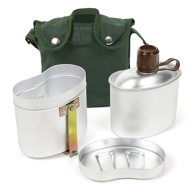 Cantimplora Juego de cantimplora de aluminio portátil con taza y cubierta, juego de utensilios de co TOMSHOO Cantimplora