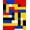 Multicolor Red Blue Yellow, Pattern 1, variant on ODIKA 8'x10' Washable Area Rug Durable, Non-Slip Composition Abstract Interlocking Modernist Block Grid Yellow for Living Room, Under Sectional, Family