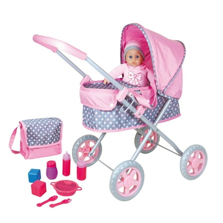 UPC: 0744459007141 | Lissi Soft Baby Doll with Baby Pram Doll Playset  11 Pieces