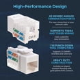 thumbnail image 4 of Cables Direct Online Gray Cat6 RJ45 Keystone Jack 45 Degree 8P8C 110 Punch-Down 50-Pack, 4 of 8