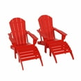 thumbnail image 6 of WestinTrends Malibu Outdoor Lounge Chair Set, 4-Pieces Adirondack Chair Set of 2 with Ottoman, All Weather Poly Lumber Patio Lawn Folding Chair for Outside Pool Beach, Red, 6 of 13