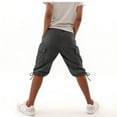 thumbnail image 4 of Inglocry Bermuda Shorts for Women Knee Length Long Shorts Elastic Waist Drawstring Linen Capris Summer Casual Pedal Pushers with Pocket Gray S, 4 of 8