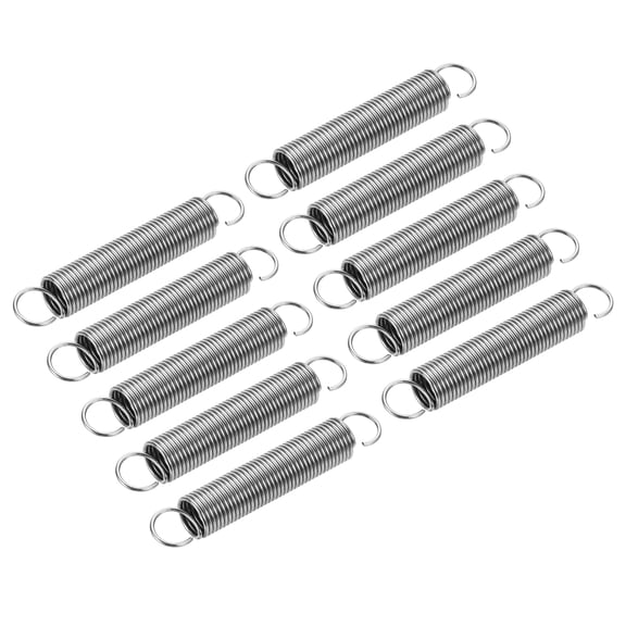 10Pcs 1x10x60mm Extended Tension Spring, 304 Stainless Steel Extension Spring Steel Dual Hook Compression Springs for Machinery Construction Industrial, Home Repairs, Silver