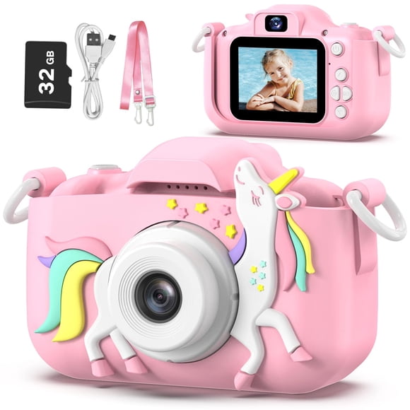 Cámara para niños goopow para niños de 3 a 8 años con tarjeta SD de 32 GB y juegos