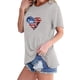 thumbnail image 3 of Camisetas de Manga Corta para las Mujeres Día de la Independencia Impresión Básica Camiseta de Verano, Cuello Redondo Casual Camiseta Blusa, 3 of 4