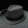 thumbnail image 2 of Yuanlong Fedora Hats Men And Women Band Plaid Woven Straw Jazz Hat Early Spring Summer Lightweight Breathable Bucket Hat, 2 of 3