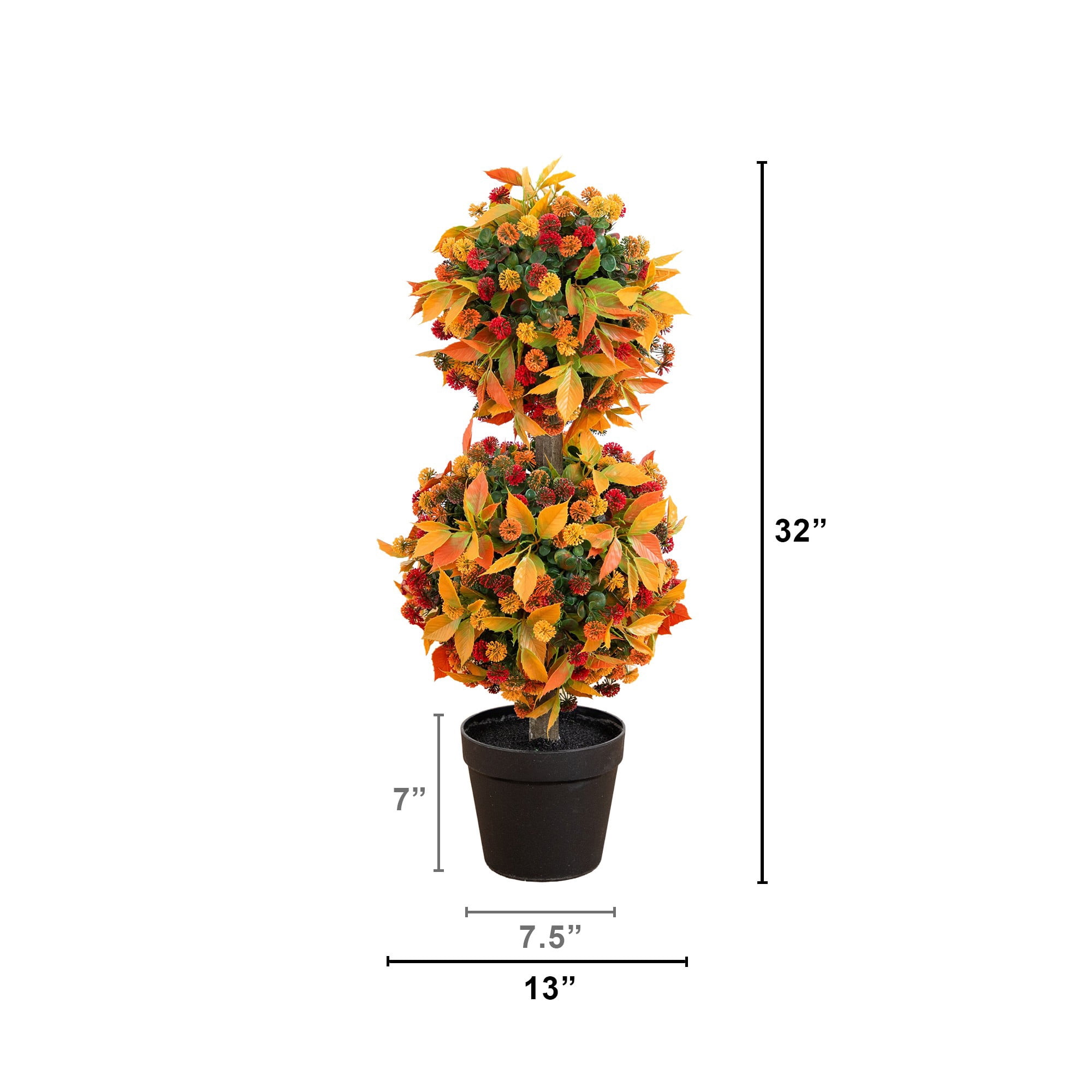 3ft. UV Resistant Artificial Fall Mum Double Ball Topiary Tree (Indoor/Outdoor)
