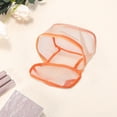thumbnail image 3 of Bolsas de maquillaje de malla de gran capacidad con cordón para vacaciones y viajes de negocios en color naranja, 3 of 5