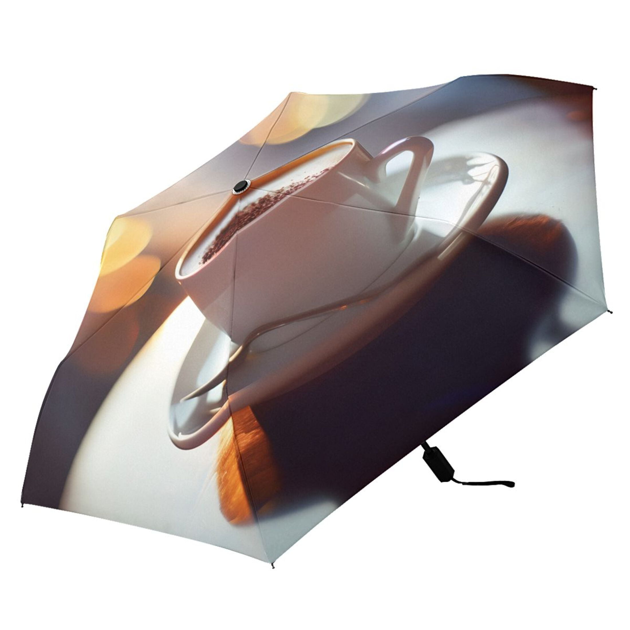 Coffee Cup on Table Compact Sun Umbrella Windproof Travel Umbrellas for Rain Strong Portable UV Protection