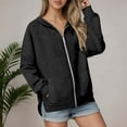 thumbnail image 2 of DHFJKG Womens Hoodies Solid Color Casual Long Sleeve Hooded Zipper Jacket Raglan Sleeve Lightweight Outwear Spring Classic Outerwear, 2 of 4