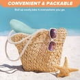 thumbnail image 4 of 56-58cm hat circumference female summer straw hat and straw bag two-piece cute flower sunscreen sun hat - Mint green, 4 of 5