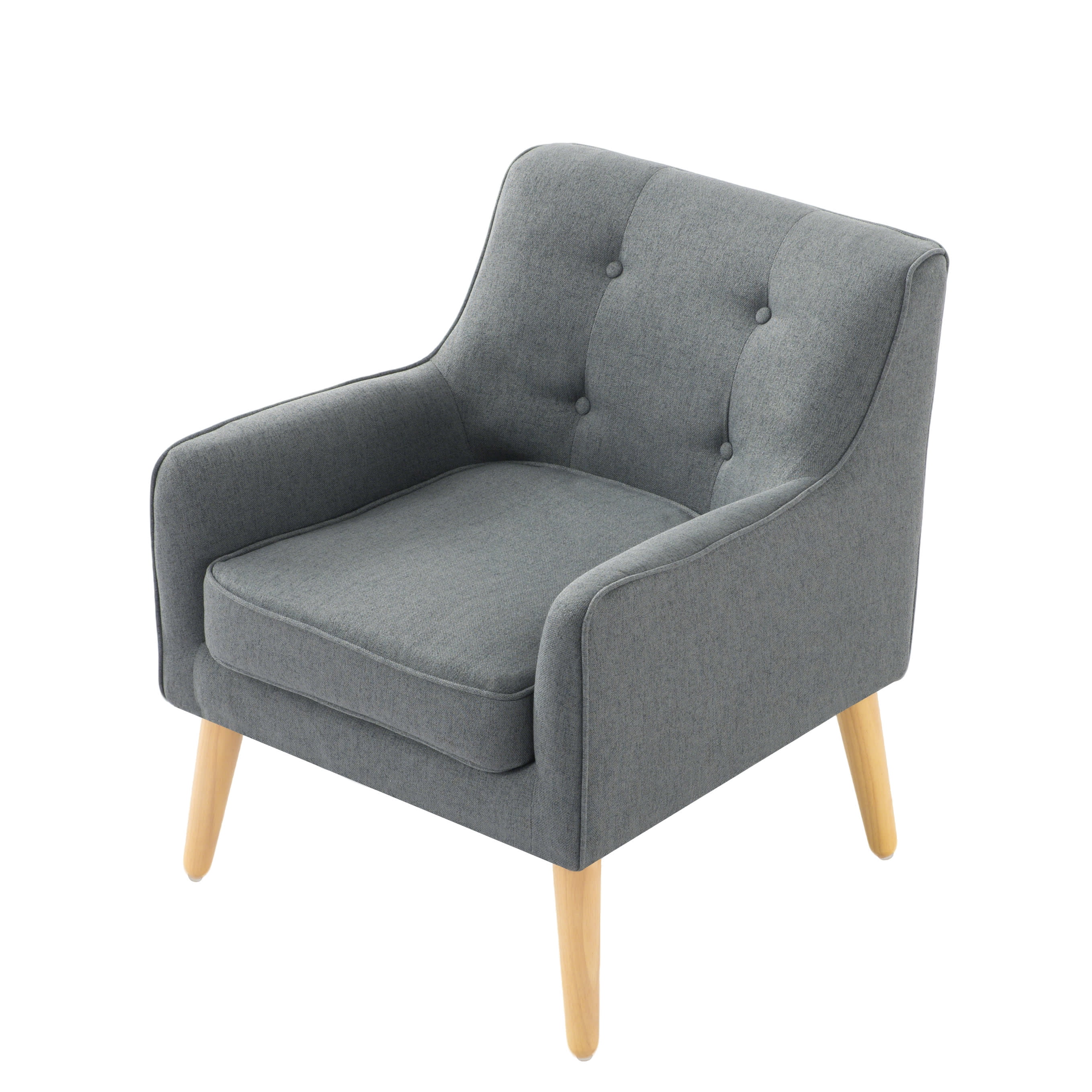 Gewnee 24.41" Linen Upholstered Accent Chair Solid Wood Frame for Living Room Bedroom Dark Grey