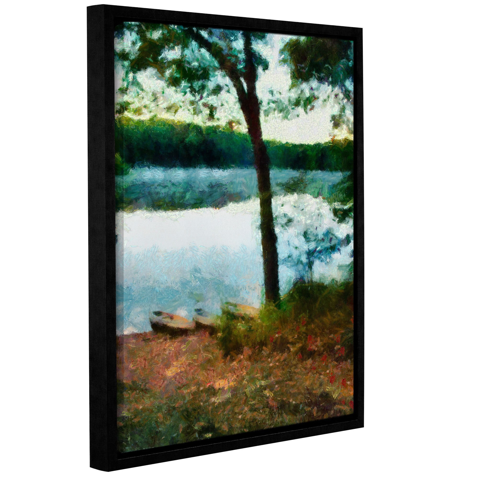 ArtWall Kevin Calkins "Canoes on the Beach" Gallery-Wrapped Floater-Framed Canvas