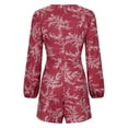 thumbnail image 4 of Mujeres Pantalones Cortos Casual, Floral V-Cuello Sudadera Romper, Cintura Elástica de Moda con Bolsillos Verano, 4 of 5