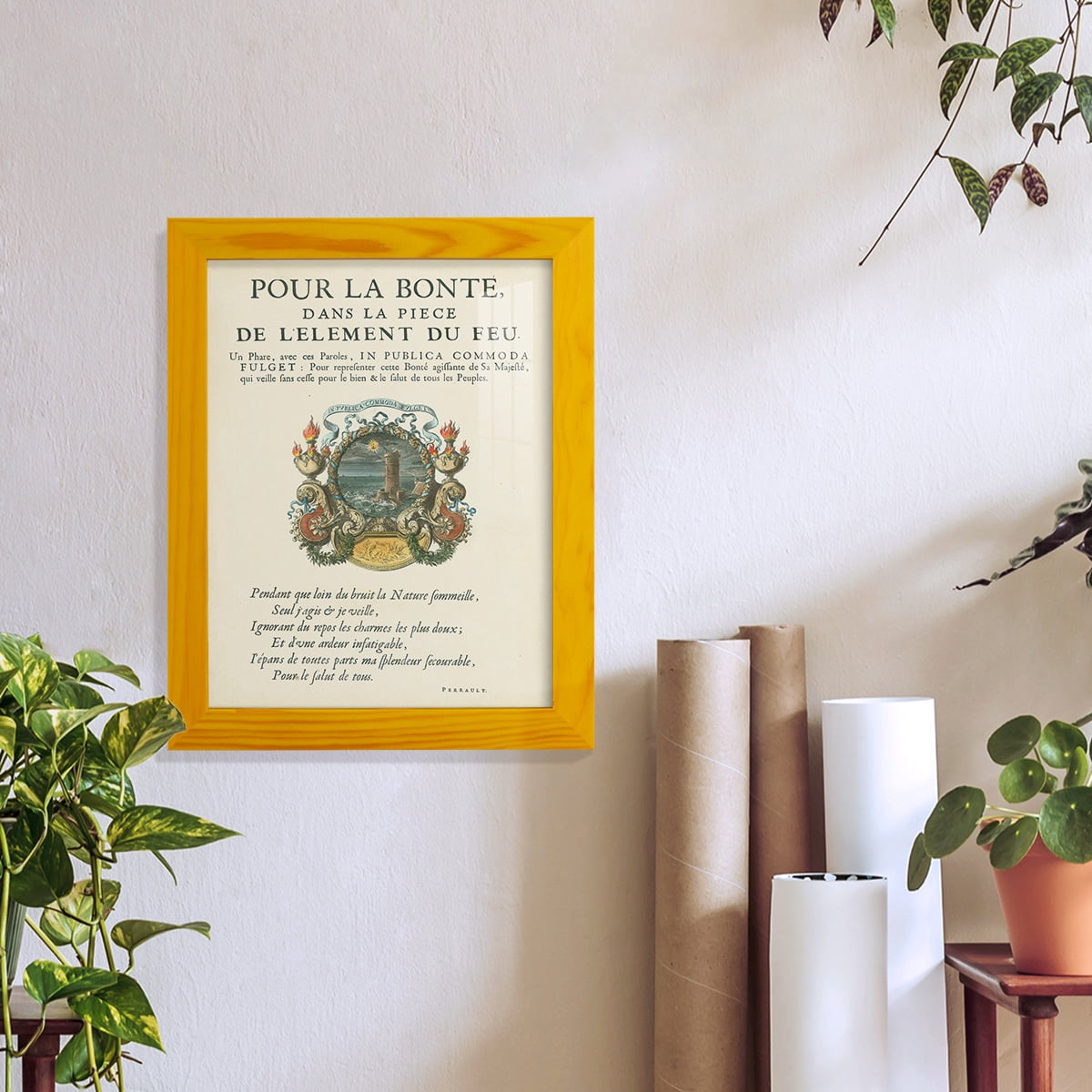 Printed Embellished Bookplate VIII - Framed Print w/glass - Sunflower Yellow