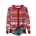 thumbnail image 3 of Wiyuqeen Ugly Christmas Cardigan for Women Xmas Print Jacket Crewneck Button Down Ribbed Knit Caedigan Long Sleeve Fall Outwear, 3 of 5