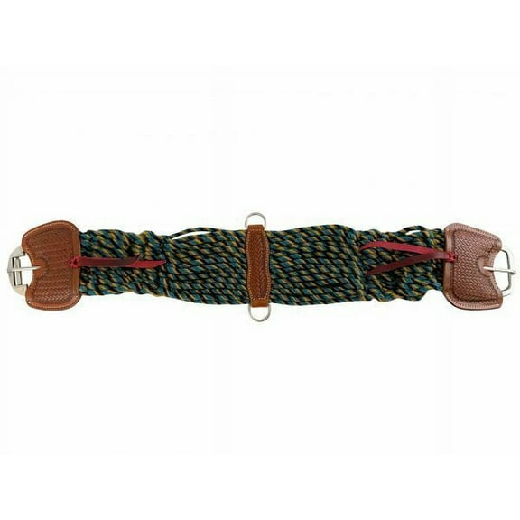 Showman Mohair Multicolor String Girth w/ Leather Accents (28")