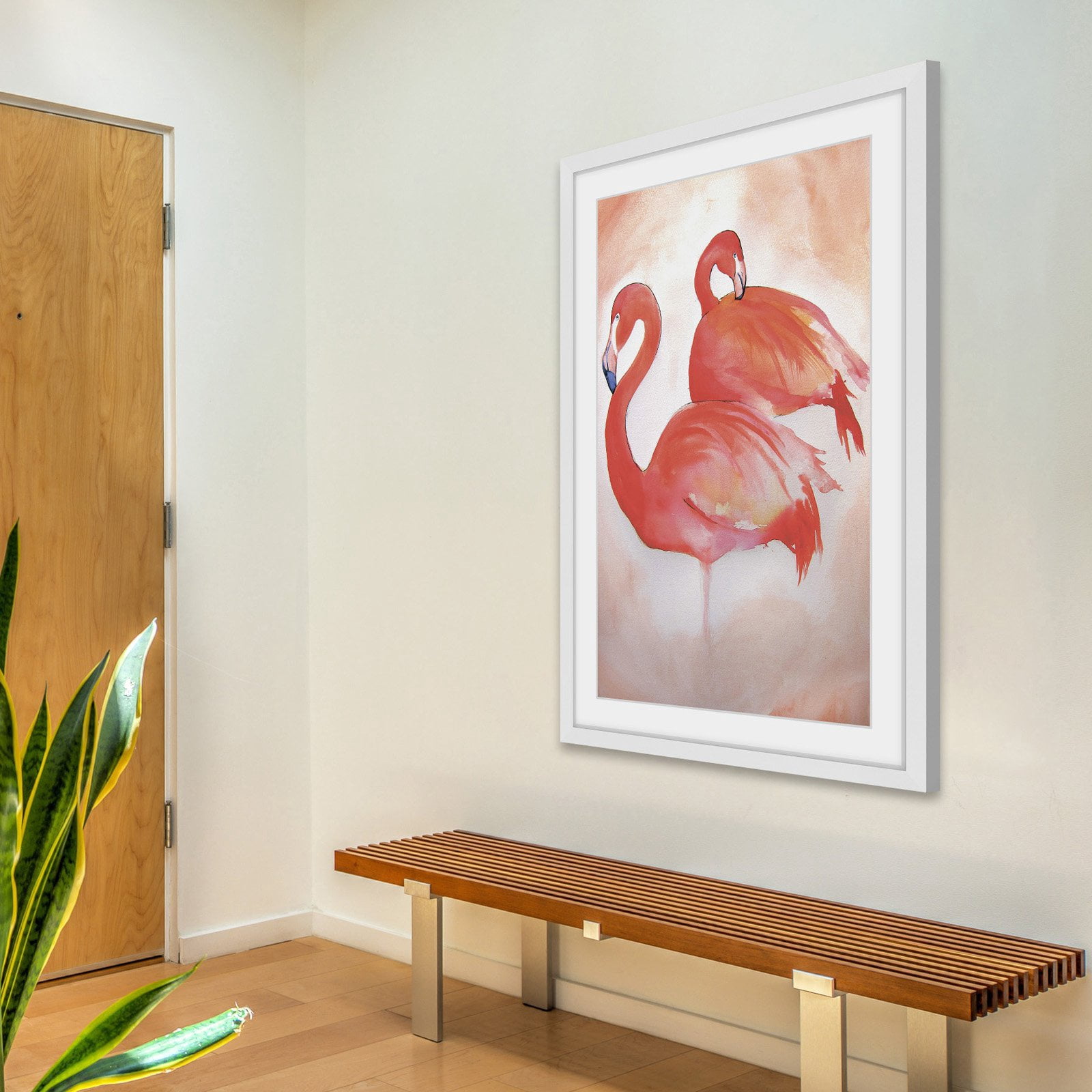 Marmont Hill "Flamingos" by Christine Lindstrom Framed Painting Print