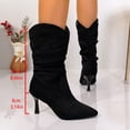 thumbnail image 4 of Lovzfmll Women's Boots, Pointed Toe Stiletto Heel Fashion Boots, Slouch Wide Mid-Calf Boots, Plus Size Cool Fall Winter Shoes, 5.5, Black, 4 of 8