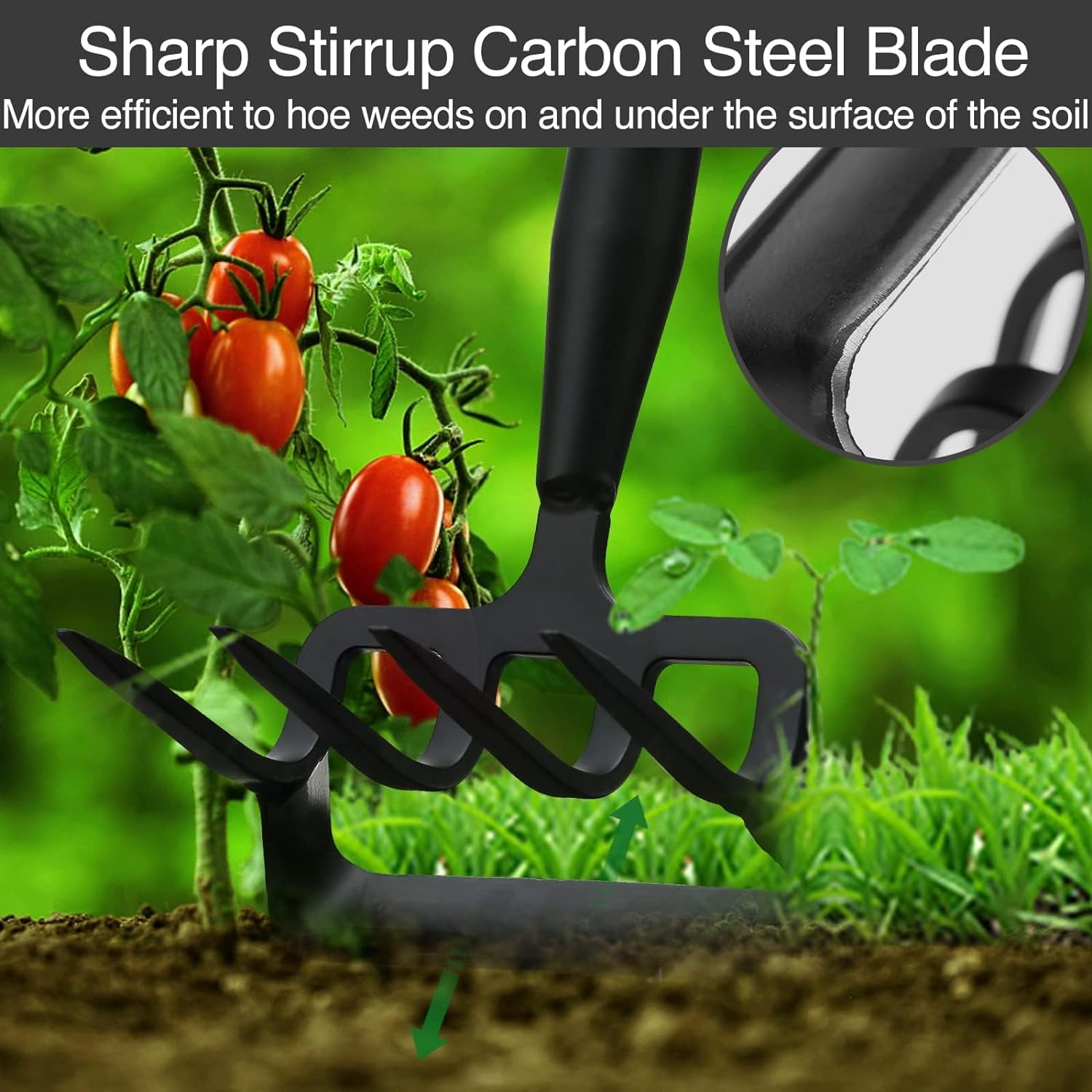LCOKEIY Stirrup Hoe and Cultivator with Adjustable Handle 32-73inch, Heavy Duty Scuffle Garden Hoe Gardening Hand Tools