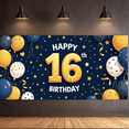 thumbnail image 6 of Blue Themed Happy 16th Birthday Banner Backdrop Party Supplies for Photography Props Decors Birthday Party Celebrations Photo Booth Backgrounds, 6 of 7