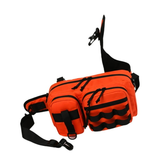 Colaxi Fishing Tackle Bag Rod Holder Fishing Gears Storage Bag for Trekking Camping Orange