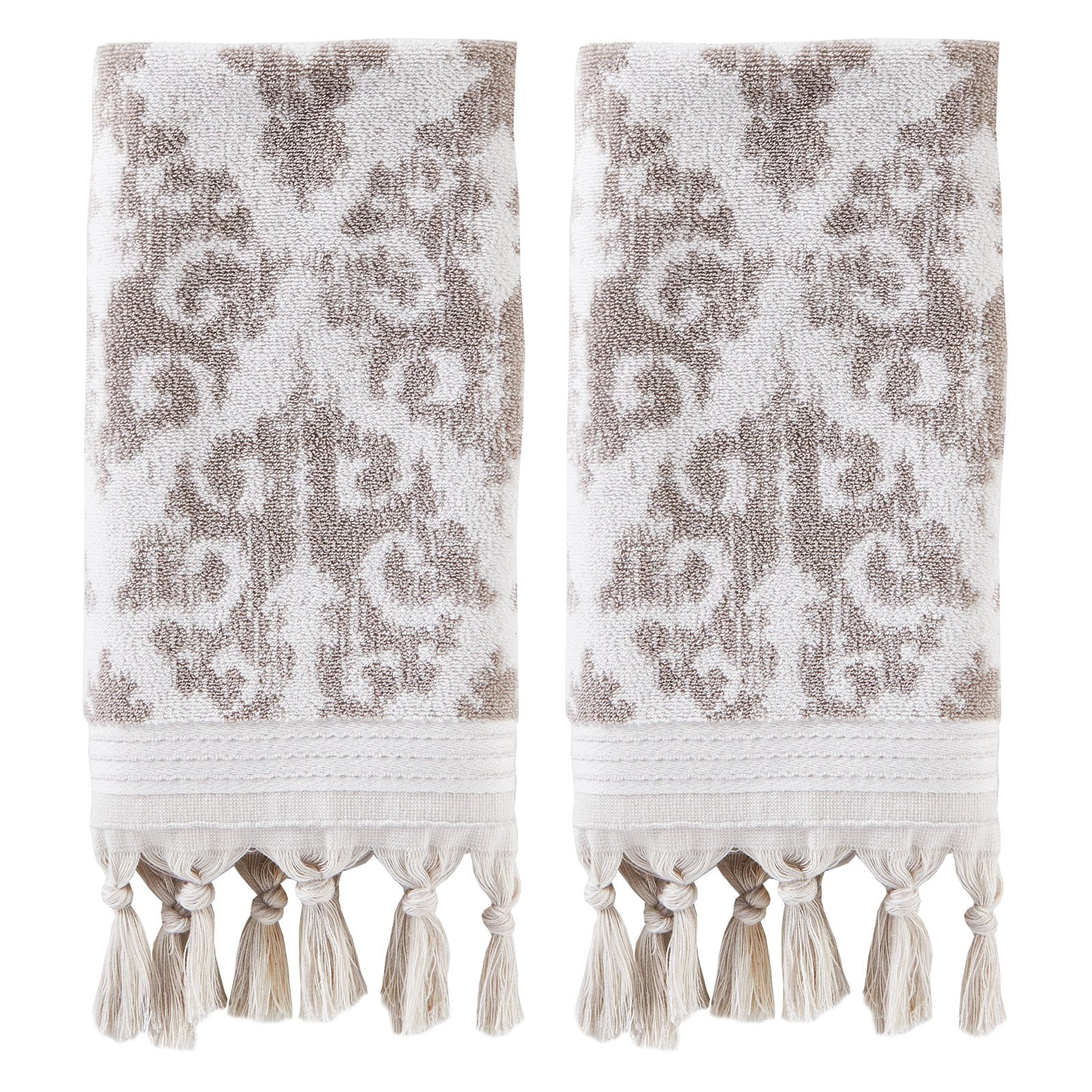 SKL Home Mirage Fringe Hand Towel (2-Pack), Aqua, 16" x 26".