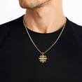 thumbnail image 3 of 14K Solid Yellow Gold Jerusalem Crusader Holy Cross Necklace Religious Chain Pendant Jesus Christ Charm, 3 of 13