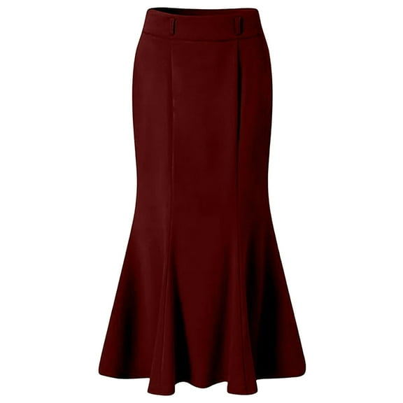 Fsqjgq Wool Skirts for Women High Waist Elastic A Line Long Skirt Casual Party Long Skirt Plus Size Bodycon Flared Fishtail Pencil Skirts L