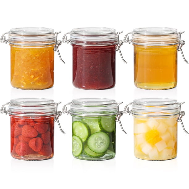 Juego de tarros de vidrio ComSaf herméticos 240 ml (8 oz), 6 piezas con tapa
