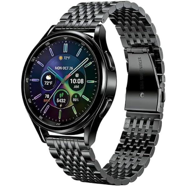 Chenchen Quick Release 20mm Metal Straps for Men Women, Stainless Steel Bands Compatible for Samsung Galaxy Watch 7/6/5/4 Band 40mm 44mm, Watch 5 Pro 45mm, Galaxy Watch 6/4 Classic 43mm 47mm 42mm 46mm