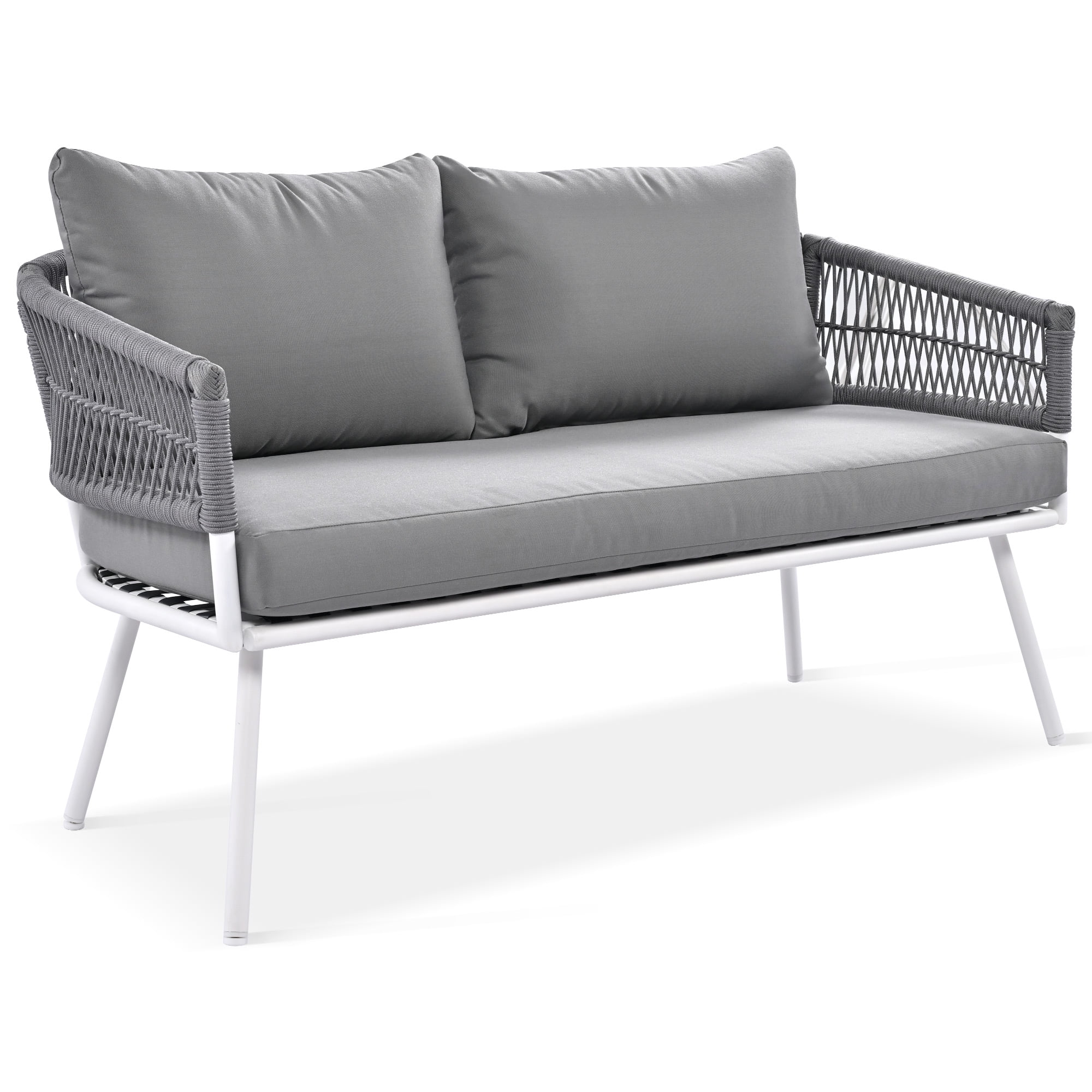 Aimee Lii 4-Pieces Boho Patio Furniture Set, Patio Conversation Set with Acacia Wood Table and Thick Cushion, Outdoor Furniture for Backyard Porch Balcony, Gray Aimee Lii 4-Pieces Boho Patio Furniture Set, Patio Conversation Set with Acacia Wood Table and Thick Cushion, Outdoor Furniture for Backyard Porch Balcony, Gray