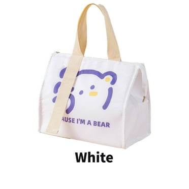 CCOCC Lunch Box for Women,Contrast Color Matching Lunch Bag,Long-Term Insulation Lunch Box,White